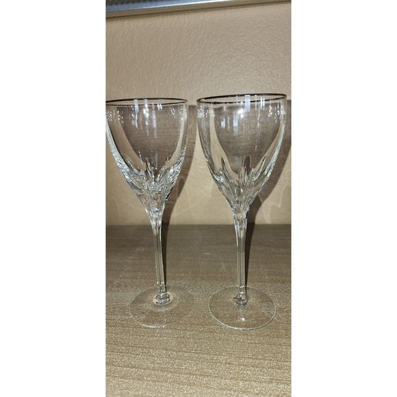 Lenox Crystal Firelight Platinum Water Goblets Set of 2 - Picture 10 of 13